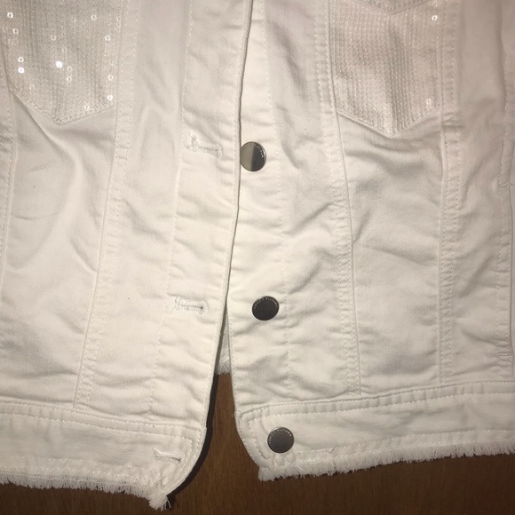 Ladies Chico’s white sequin Jean jacket vest - Picture 4 of 6